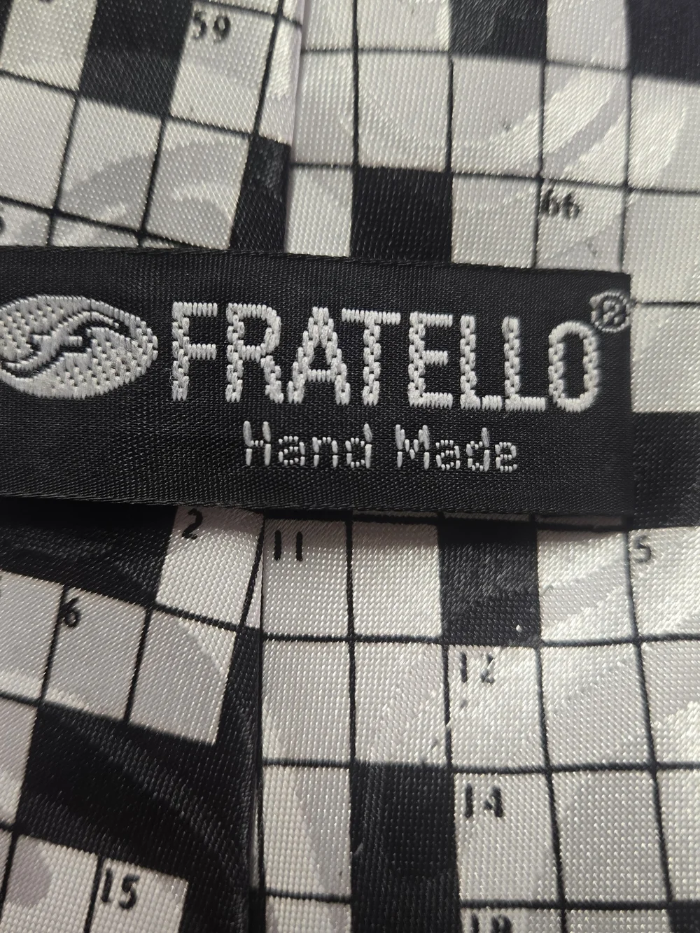 Fratello Handmade Crossword Puzzle Novelty Necktie Black White